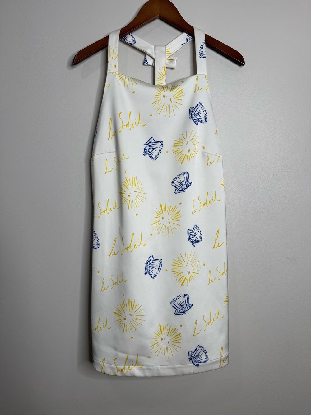 Maeve x Nepthys Anthro White Coastal Beach Shell Print Bow Strap Mini Dress Med